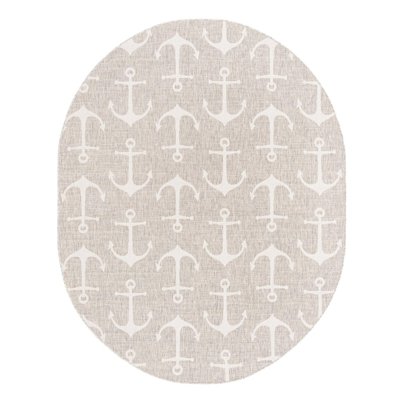 Brentwood Indoor / Outdoor Area Rug, Oval 7'10" x 10', Gray