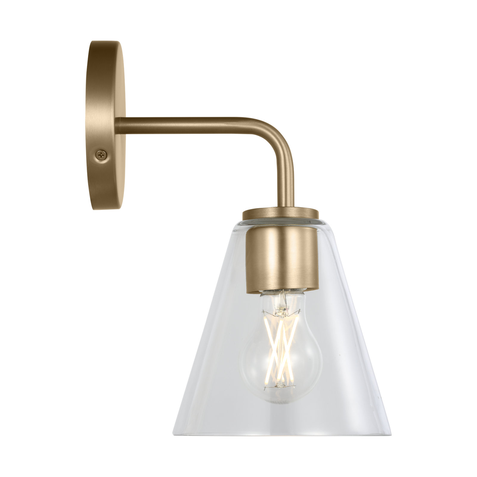 Senda One Light Vanity, 1, Clear, Satin Brass