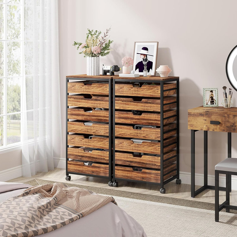Armoire de rangement à 7 tiroirs avec roulettes