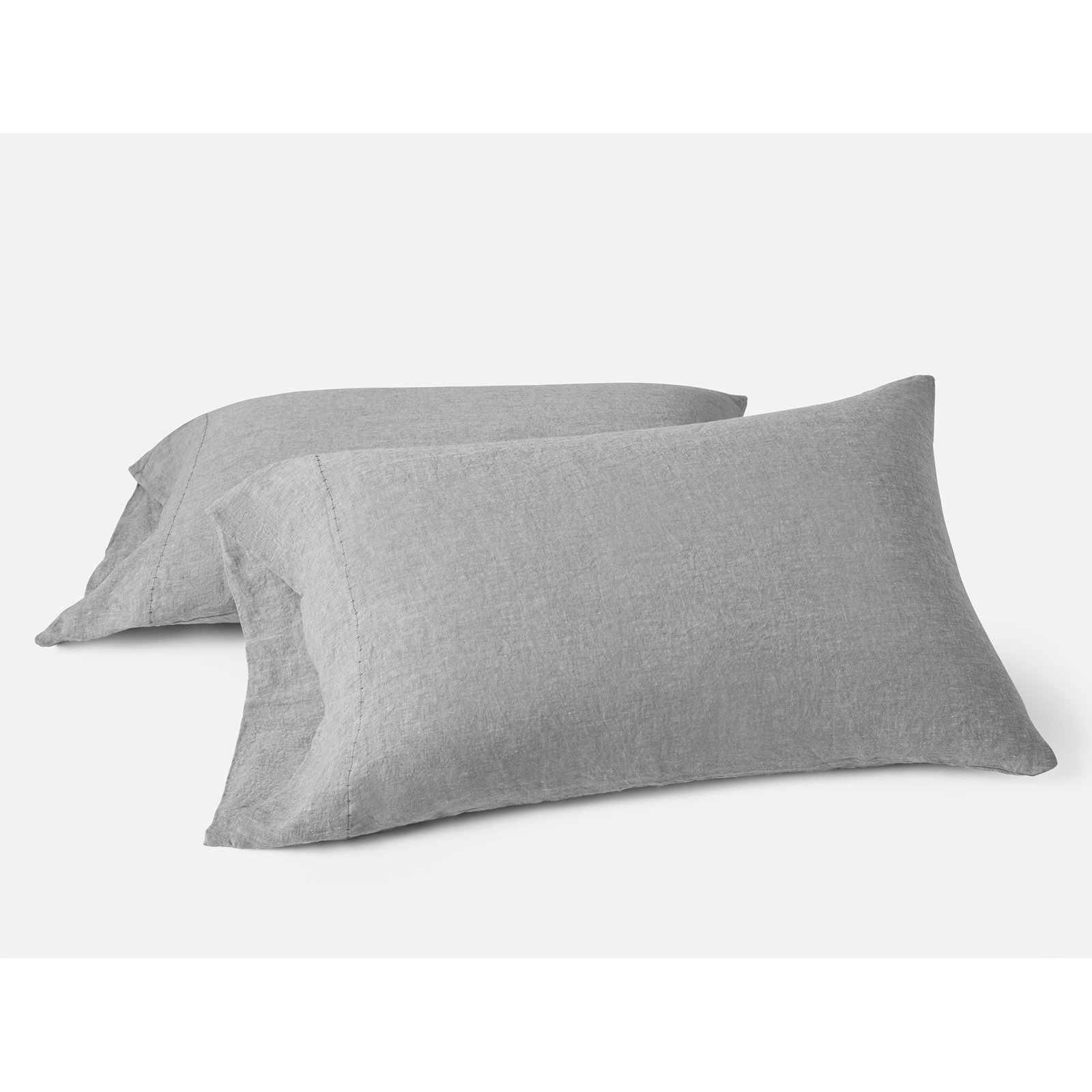 Organic Relaxed Belgian Flax Linen Standard Pillowcase - Set of 2, King Pillowcase, Slate Chambray