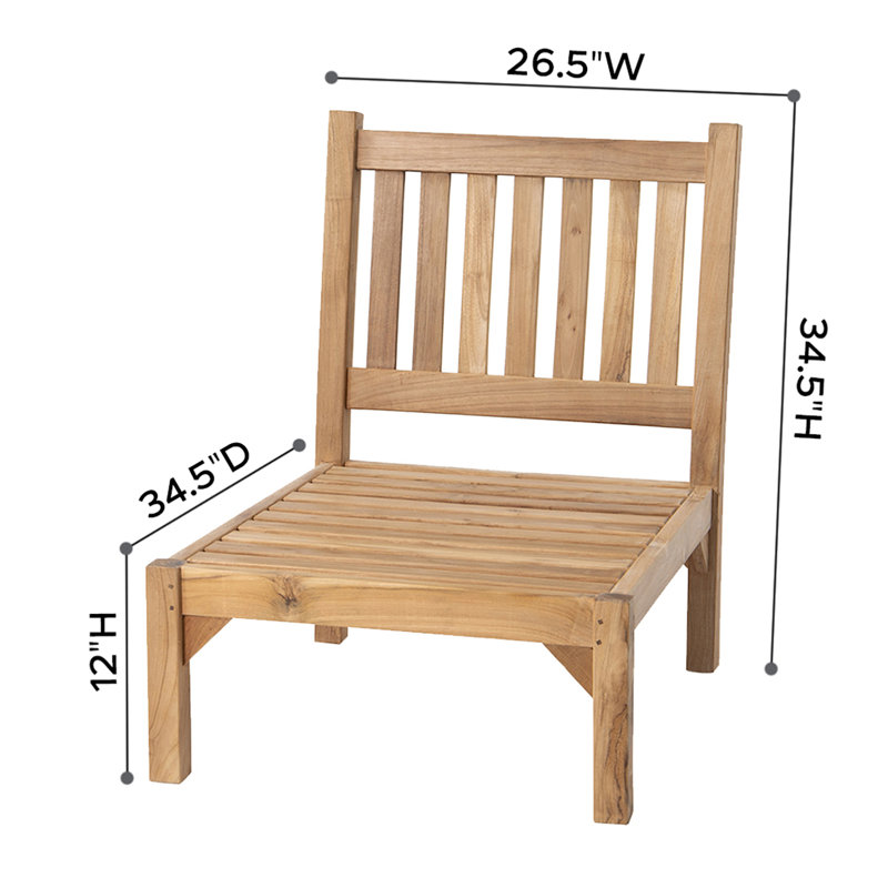 Huntington Teak Outdoor Armless Club Chair, Forest Green