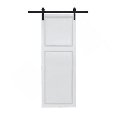Porte de grange blanche en panneaux de fibres à densité moyenne de 36 po x 80 po à 2 panneaux de style maison de campagne de 3/4 po avec quincaillerie