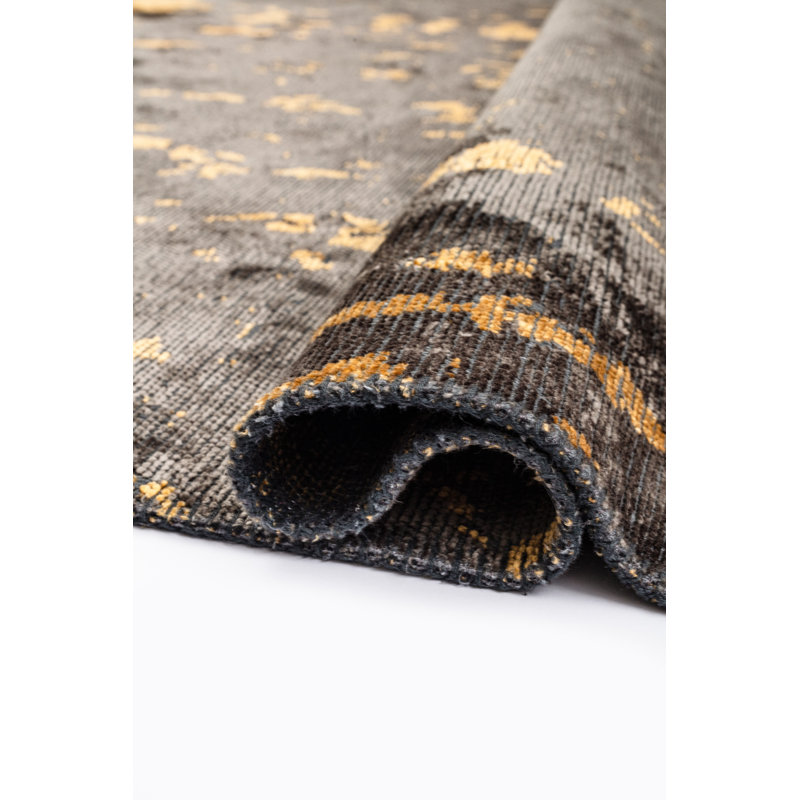 Rapture Gray/Yellow Abstract Luxury Area Rug, Rectangle 7'10" x 9'10"