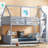 Twin Over Twin House Floor Bunk Bed With Headboards, Footboards And Guardrails, Ladder, Rubber Wood Bunk Bed With Safety Guardrails,Grey-1386355011