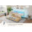 Twin Size Daybed with Trundle, Sofa Bed Frame with Charging Station and LED Lights, Heavy Duty Metal Bed Frame-1136679598