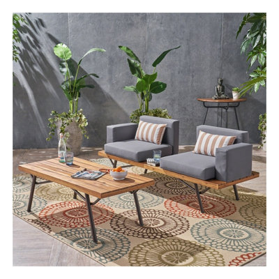 Causeuse d'extérieur avec table basse Canoga