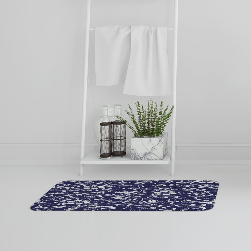 Akarsh Memory Foam Non-Slip Bath Rug, Blue 1