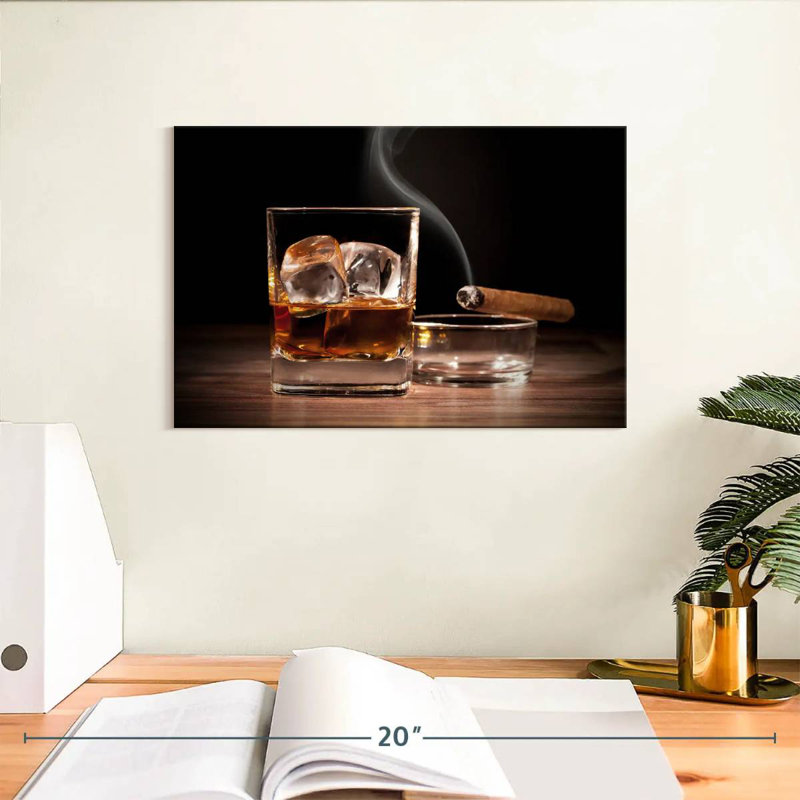 Yarlin Cold Whiskey And Lit Cigar, 8" H x 12" W