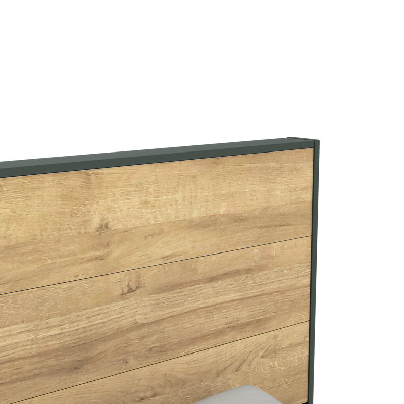 Allyannah Levison Platform Bed With Headboard, King, Kale Green/Reviera Eichi