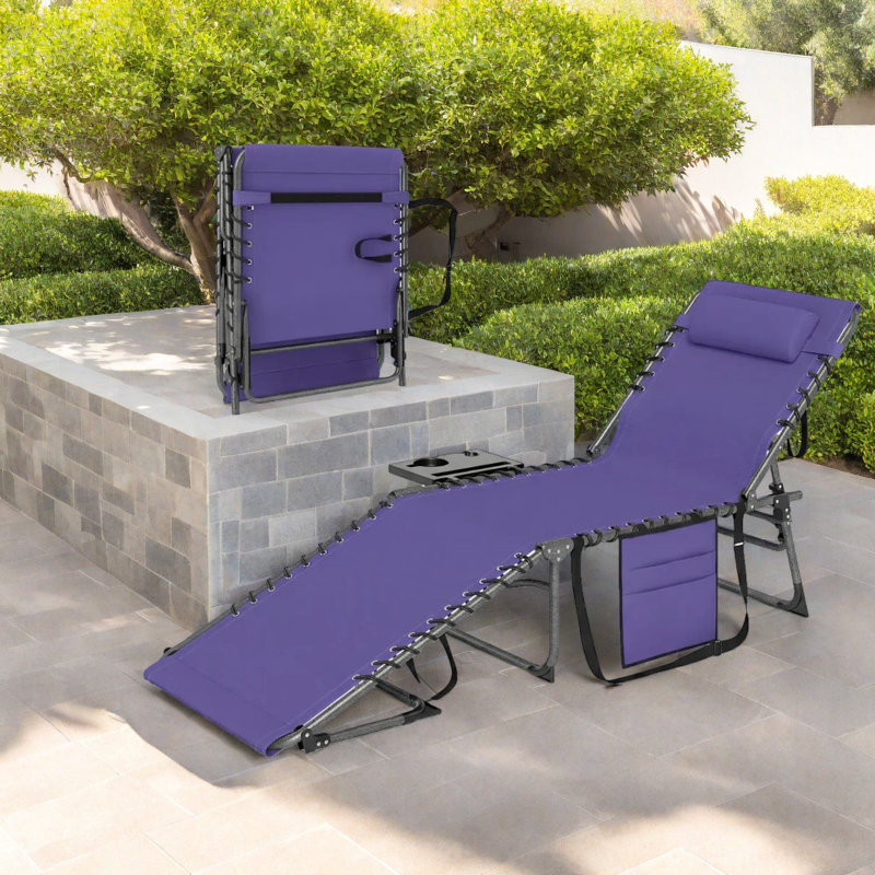 Portable Adjustable Patio Chaise Lounge, Steel Frame, Modern Outdoor Comfort