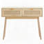 Console en rotin avec 2 tiroirs de rangement, porte coulissante en rotin naturel pour le vestibule et le décor du salon