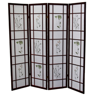 4 paravents de 70 po de hauteur, couleur cerise avec motif floral traditionnel asiatique, haute barrière, conception cerise asiatique