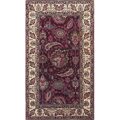 Petit tapis indien antique du 19e siècle de couleur rouge vin profond
