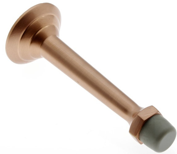 Solid Brass Ring Baseboard Stop, Bright Copper