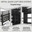 Lit superposé simple en métal noir avec bureau, armoire et prise de courant