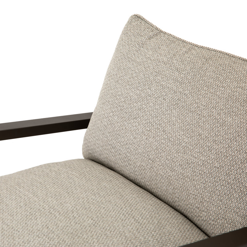 Chaise de patio en teck avec coussins Shea, Bronze, Faye Ash