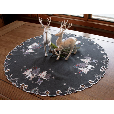 Plateau de table gris foncé Judeen Silver Reindeer (rond 33 po)