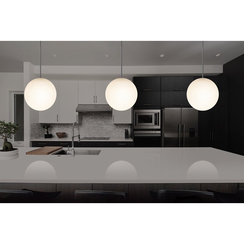 Luminaire suspendu sphère Bola, Chrome, H 24,4 po x l 12 po x P 12 po