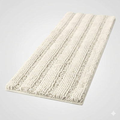 Tapis de couloir antidérapant en chenille - Tapis de bain luxueux ultra doux - Tapis lavable super absorbant pour la cuisine, la salle de bain et le plancher - Tapis crème moelleux