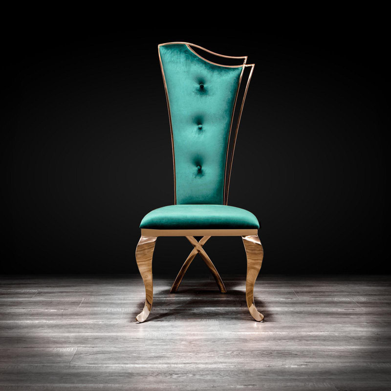 Chaise d'appoint en velours or rose Mohandis, Vert
