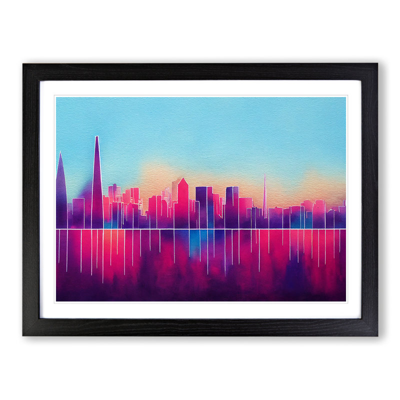 London Skyline Vol.1 Abstract - Single Picture Frame Print, 46cm H x 64cm W, Black