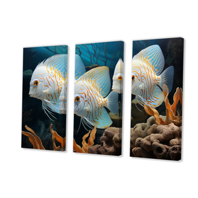White And Blue Butterfly Fish Wonderland - Butterfly Fish Wall Art