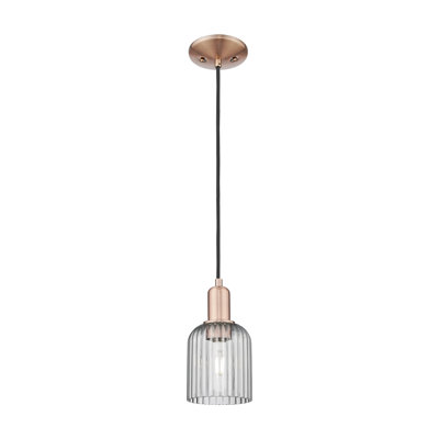 Downtown Urban - Bridal Veil - 1 Light 12" Cord Hung Mini Pendant - Polished Nickel Finish - Clear Shade