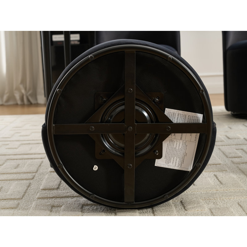 Velvet Swivel Barrel Chair, Black