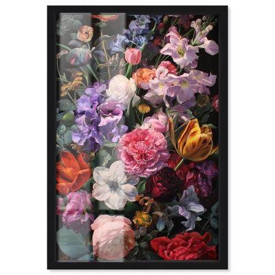 Décoration murale Abondance de fleurs II Shadowbox par Art Remedy, cadre noir, 17 x 25
