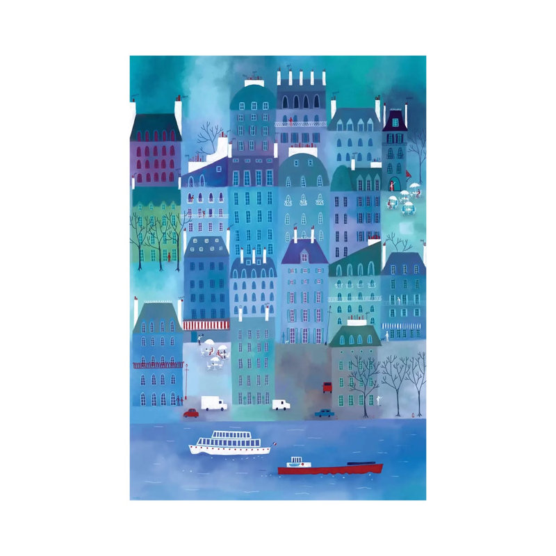Paris blues par Nic squirrell-impression, H 60 po x l 40po x P 1,5 po, Toile tendue, Pas de tapis