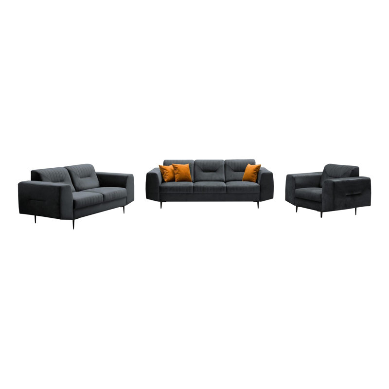 Aubreeanna 3 - Piece Living Room Set, Black, Grey