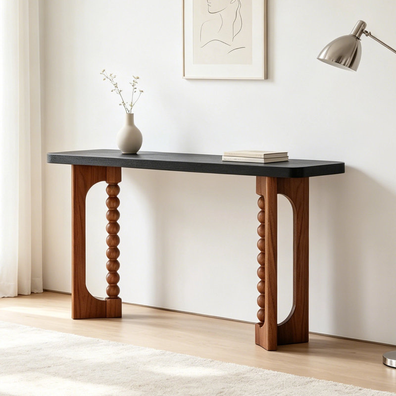 Console rustique 59 "avec pieds sphériques uniques 59"