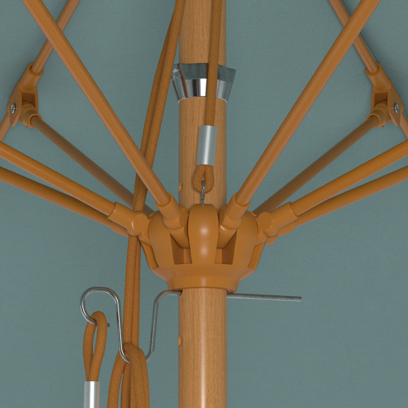 Parasol en bois de teck 11 pi, Brume sarcelle