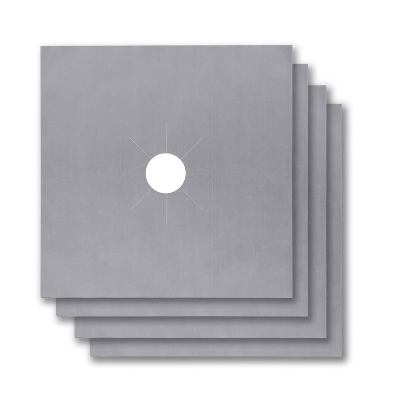 Paquet de 4 doublures de protection de brûleur antiadhésives réutilisables pour cuisinière, Gris
