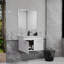 Meuble-lavabo 32 po avec lavabo et miroir, meuble-lavabo mural avec portes doubles, cadre en aluminium argenté, charnières à fermeture douce, longues poignées en métal, lavabo en céramique, blanc brillant