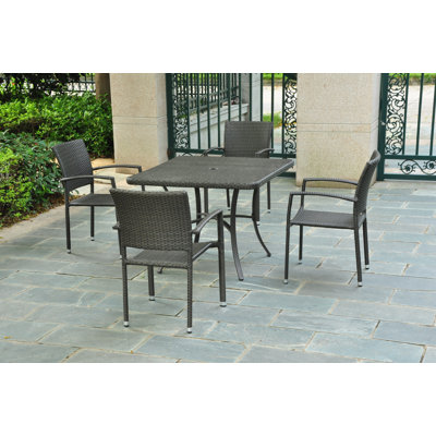 Brade Square Metal Outdoor Dining Table With Umbrella Hole , in. W 39'' in. D