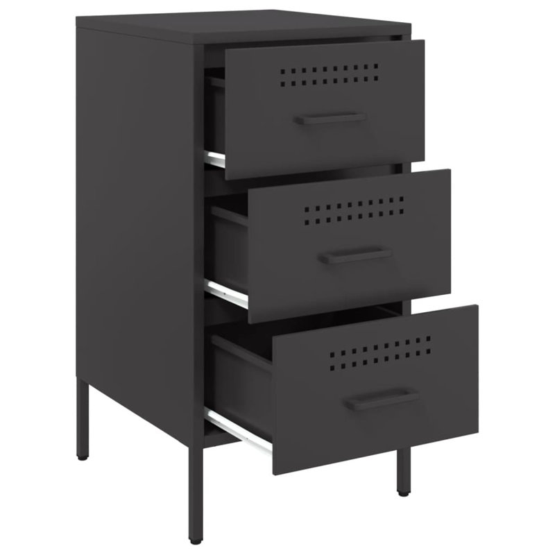 Bedside Cabinet 36x39x68 cm Steel, Black