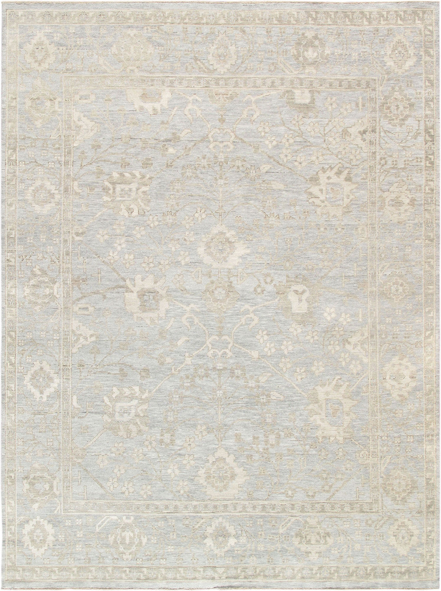 Isabelline Muted Wool Oushak Oriental Area Rug Hand-Knotted 3X4