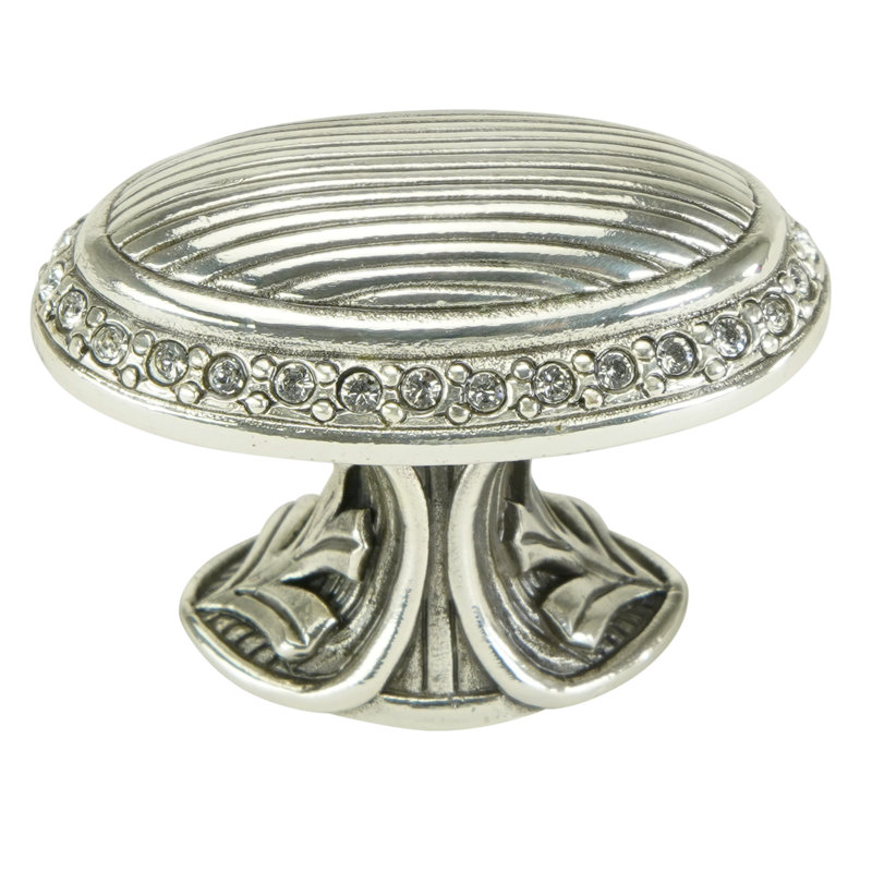 CAMBRIDGE ROUND KNOB; CLEAR, Silver, 1 1/2"