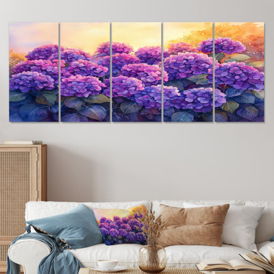 Hortensias au coucher du soleil lueur VI - hydrangées - Art mural traditionnel