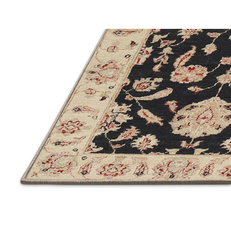 Tapis traditionnel noir / beige Guerrette, Rectangle 3 pi x 5 pi