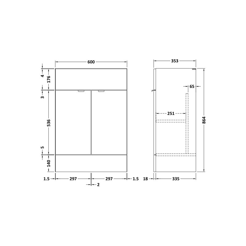 60cm Single Bathroom Vanity Base Only