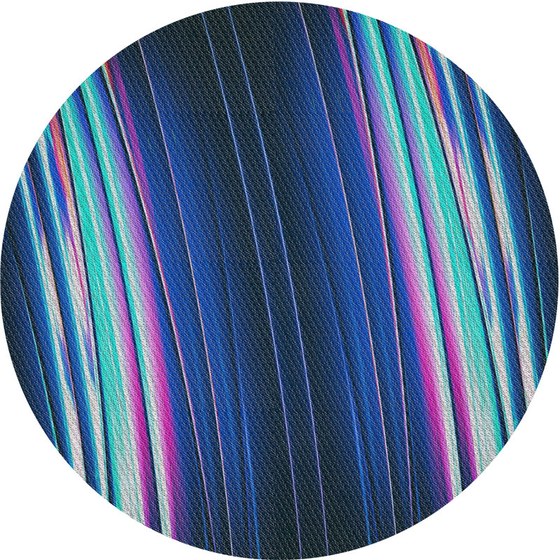 Tapis rayé bleu, Rond 3 pi