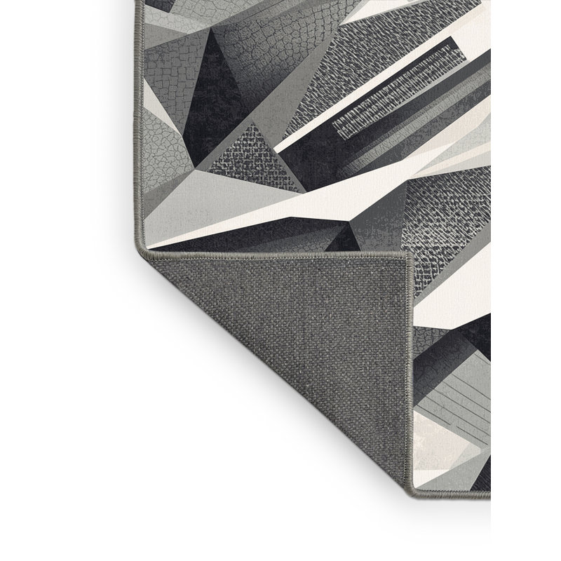 Soft Plush Fairborn Busan Skyline Modern & Contemporary Geometric Area Rug in Gray – Gray Binding, 8x10