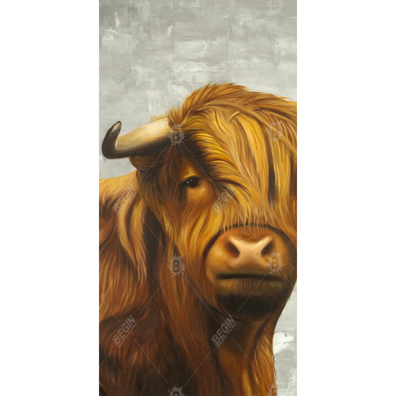 Highland Bétail - Art mural sur toile brun pour la décoration intérieure