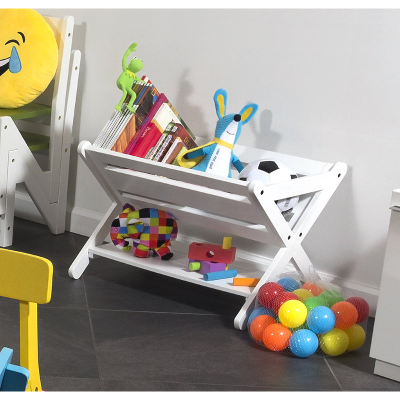 Kids Book Caddy With Shelf, , White