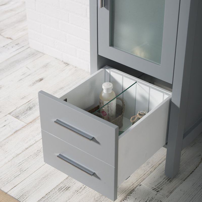16" Single Bathroom Vanity with Sink, Metal Gray