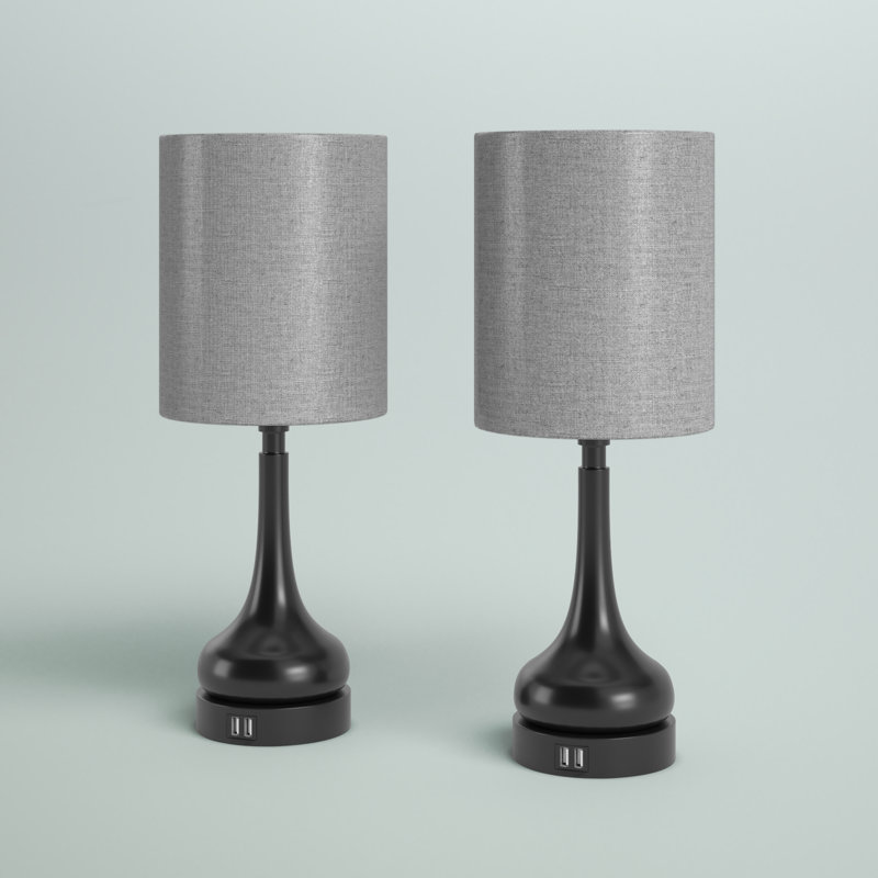 Trombetta Metal USB Lamp, Black, Gray