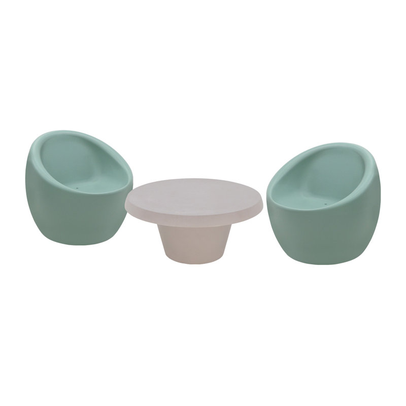 Tramontina Oca 3 Pcs. Polyethylene Lounge Set, Sage Green, Grey