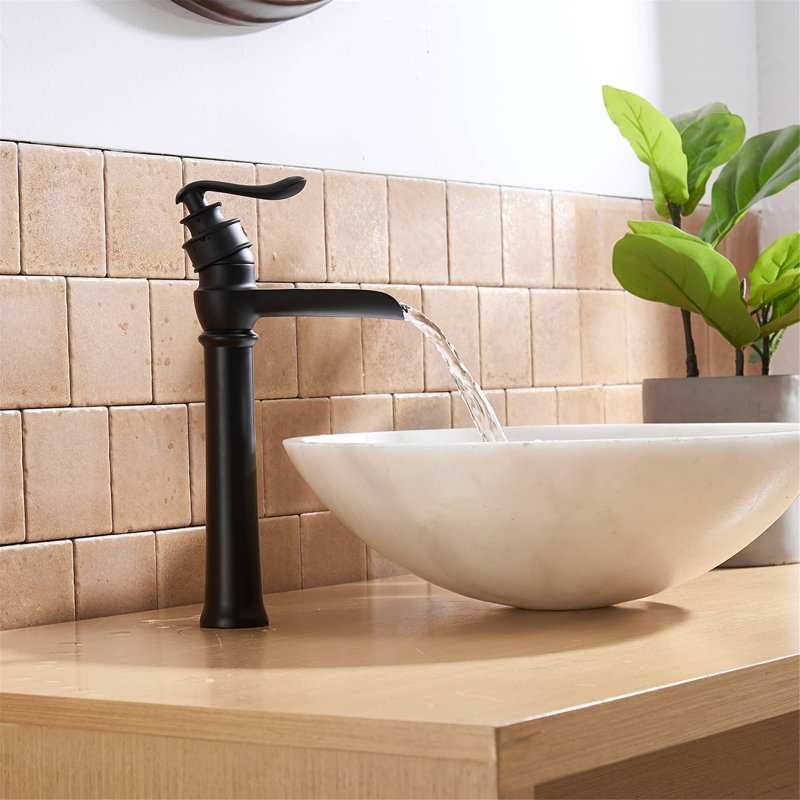Robinet pour salle de bain avec ensemble de drain pour lavabo de cuve, Noir mat